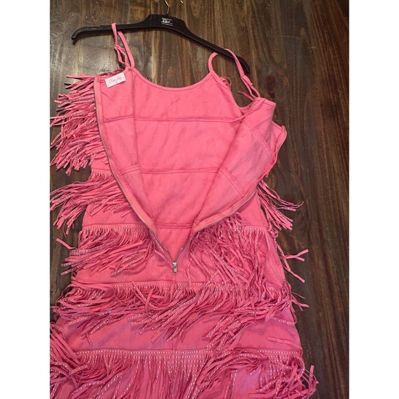 Pink Lily Fringe Dress Embellished Sleeveless Party Cocktail‎ Club Mini Dress - Picture 9 of 11